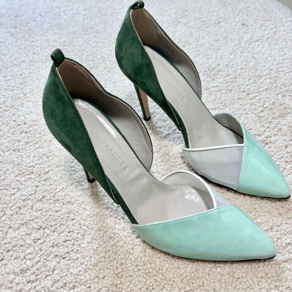 Dear Frances Green Color Block Pumps Size 37 - Picture 1 of 7